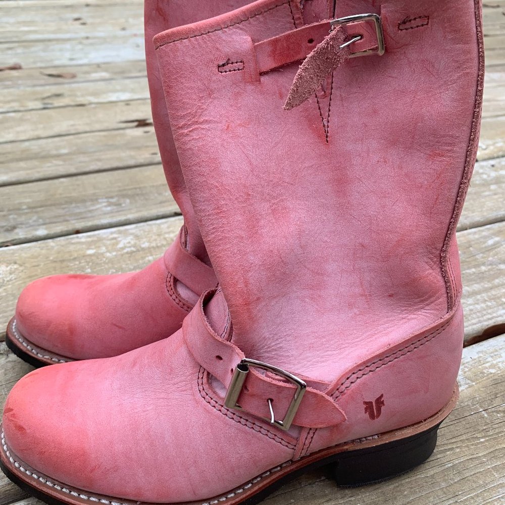 Frye Engineer style boots, pink, women's size 8.5